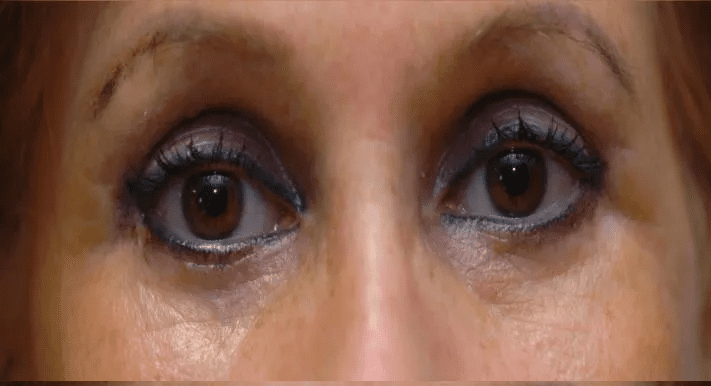 A close up of the eyes of a woman