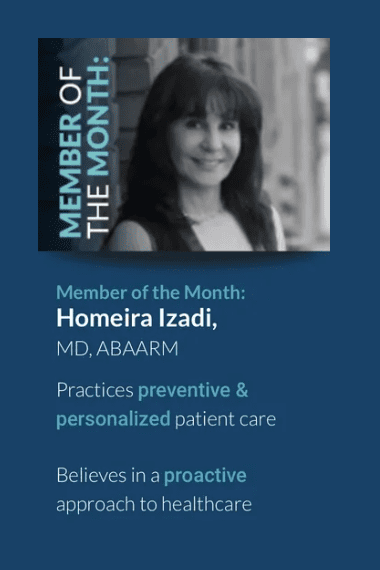 A picture of the member of the month, Homeira Izadi.